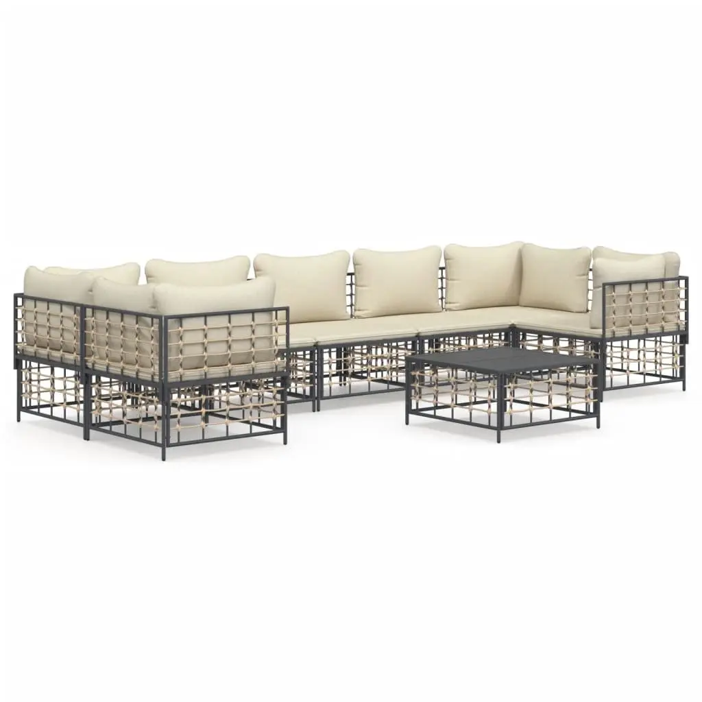 8 Piece Garden Lounge Set Outdoor Sofa Sectional with Cushions Anthracite Poly