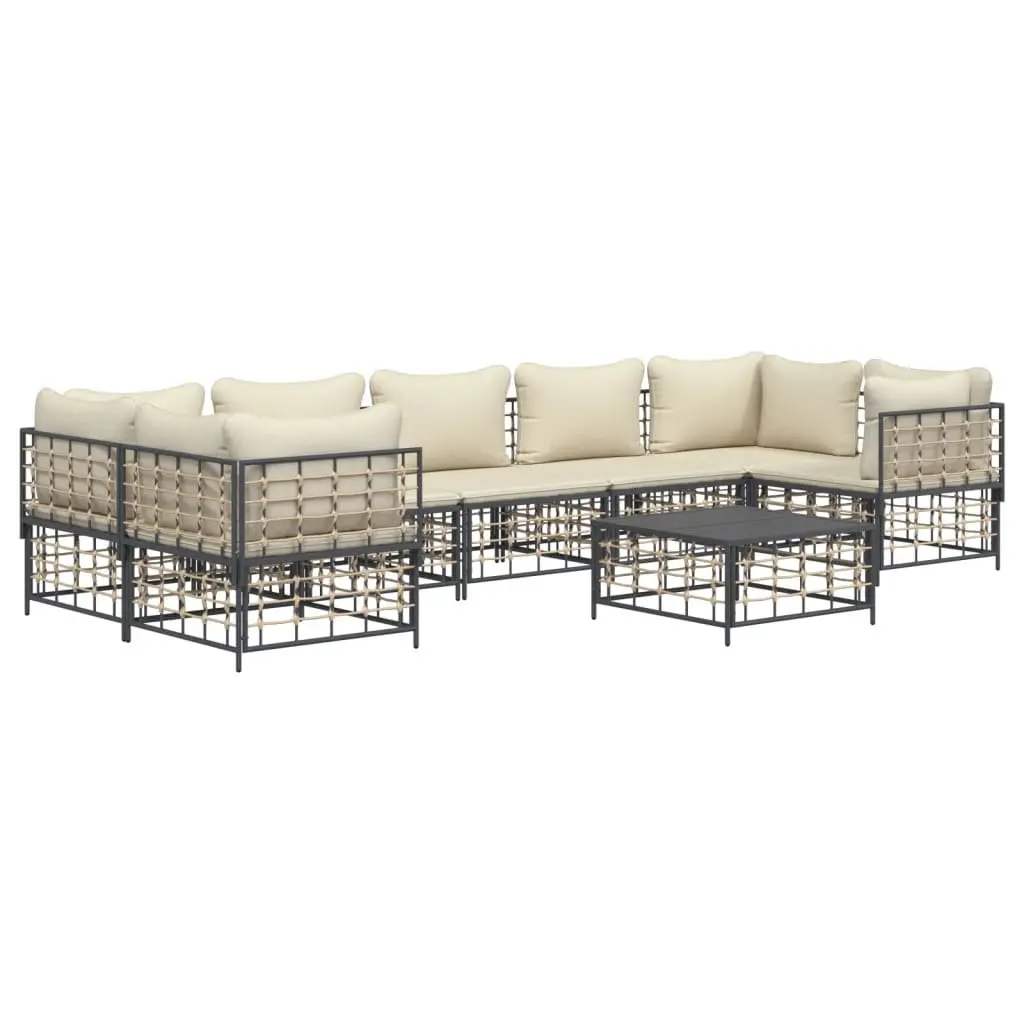 8 Piece Garden Lounge Set Outdoor Sofa Sectional with Cushions Anthracite Poly