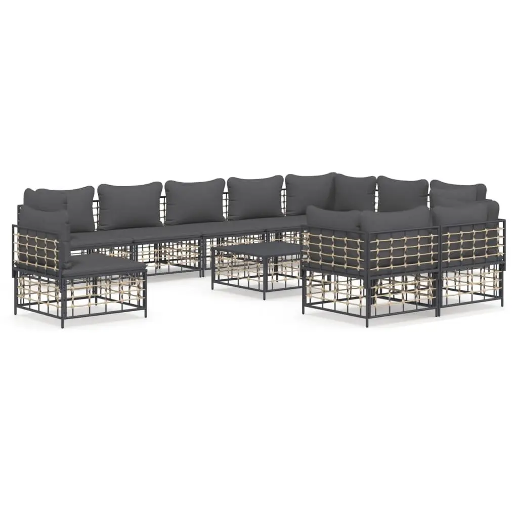 Outdoor Lounge Set 11 Piece Weather-Resistant Poly Rattan Anthracite