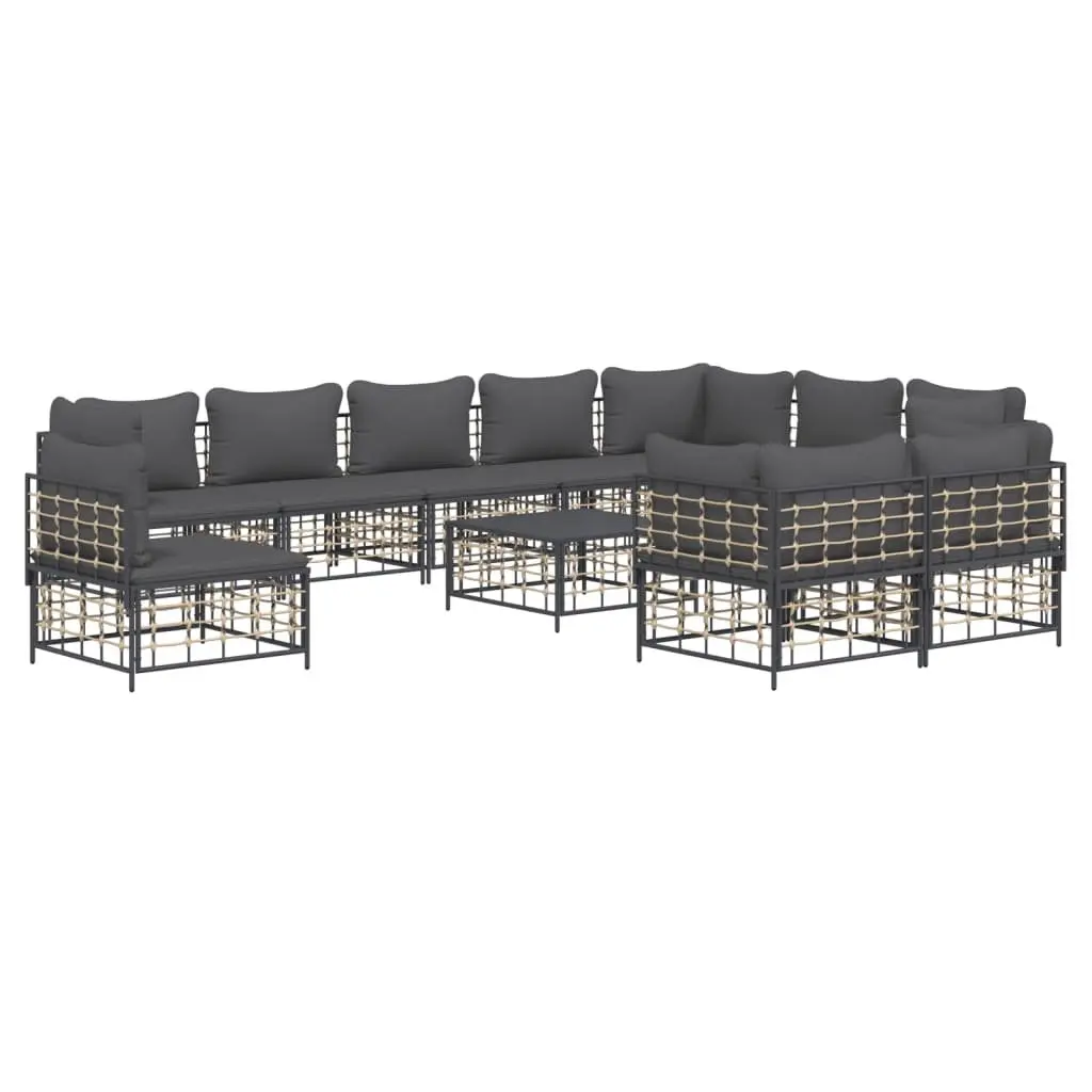 Outdoor Lounge Set 11 Piece Weather-Resistant Poly Rattan Anthracite