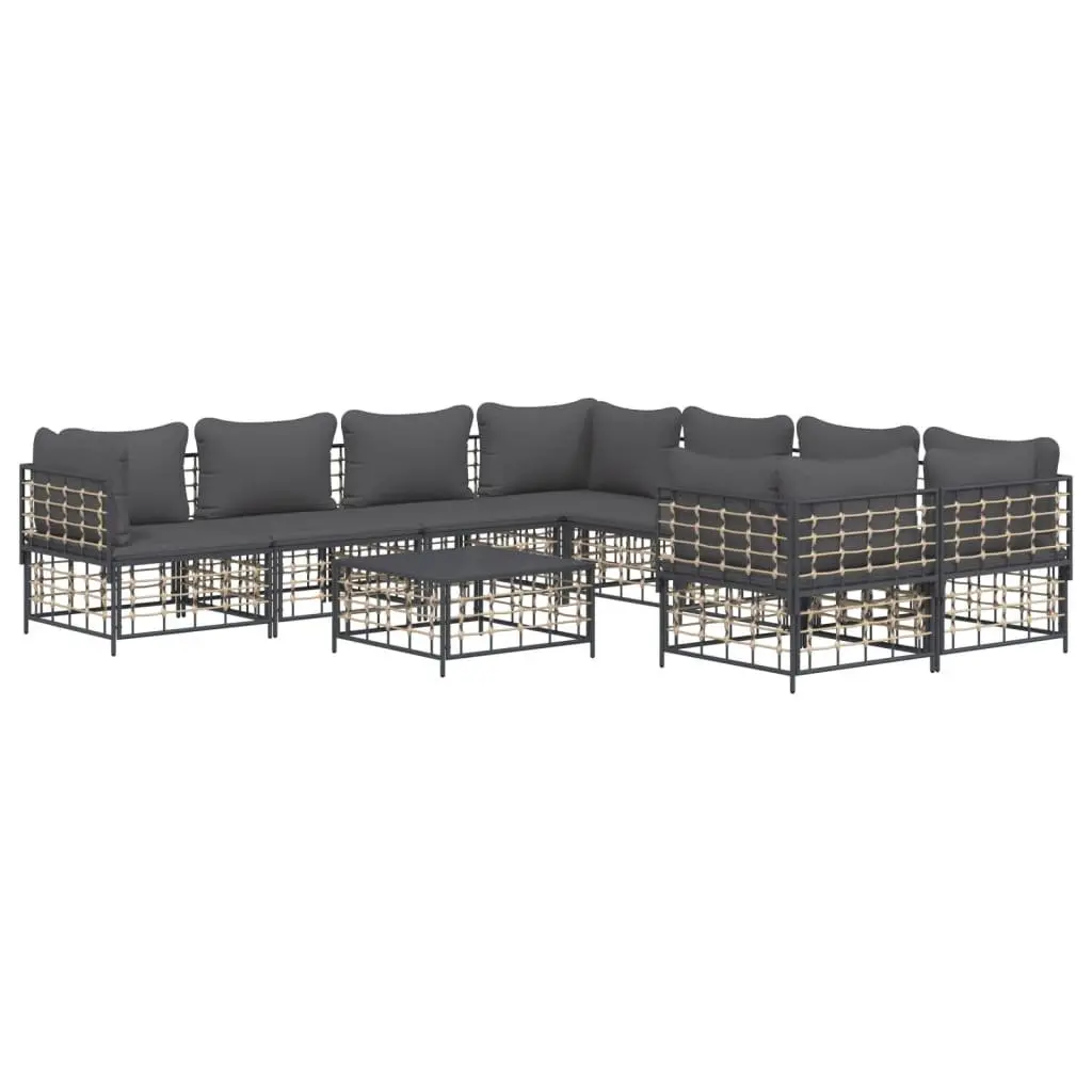 9 Piece Outdoor Lounge Set Modular Poly Rattan Garden Furniture with Cushions