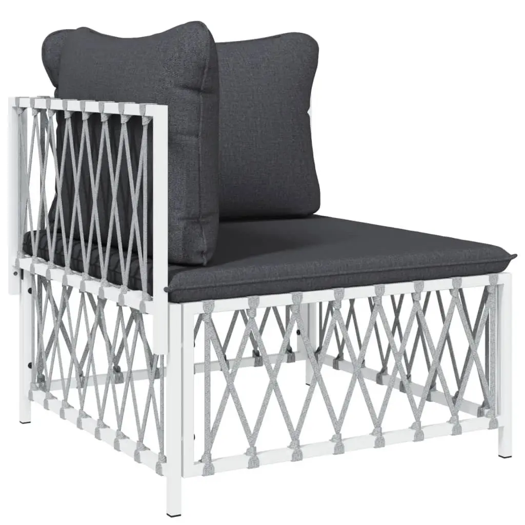 2 Piece Garden Lounge Set White Powder-coated Steel Frame with Cushions