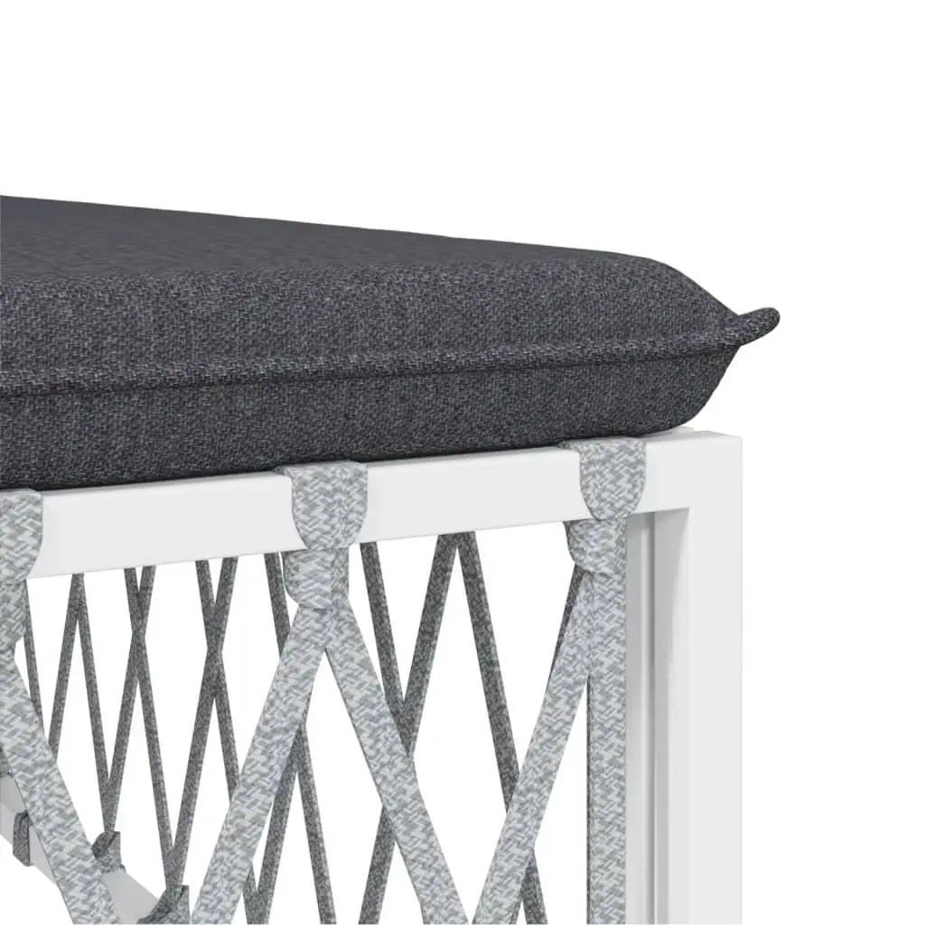 2 Piece Garden Lounge Set White Powder-coated Steel Frame with Cushions