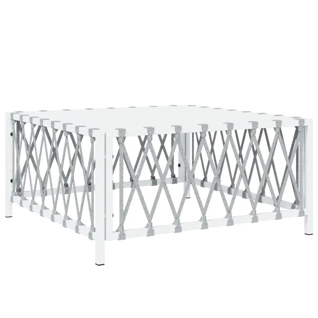 3 Piece Garden Lounge Set White Steel Frame Outdoor Furniture Cushions Patio