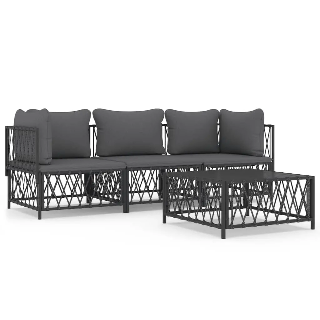 Garden Lounge Set 4 Piece Outdoor Furniture Anthracite Steel Frame with Cushions