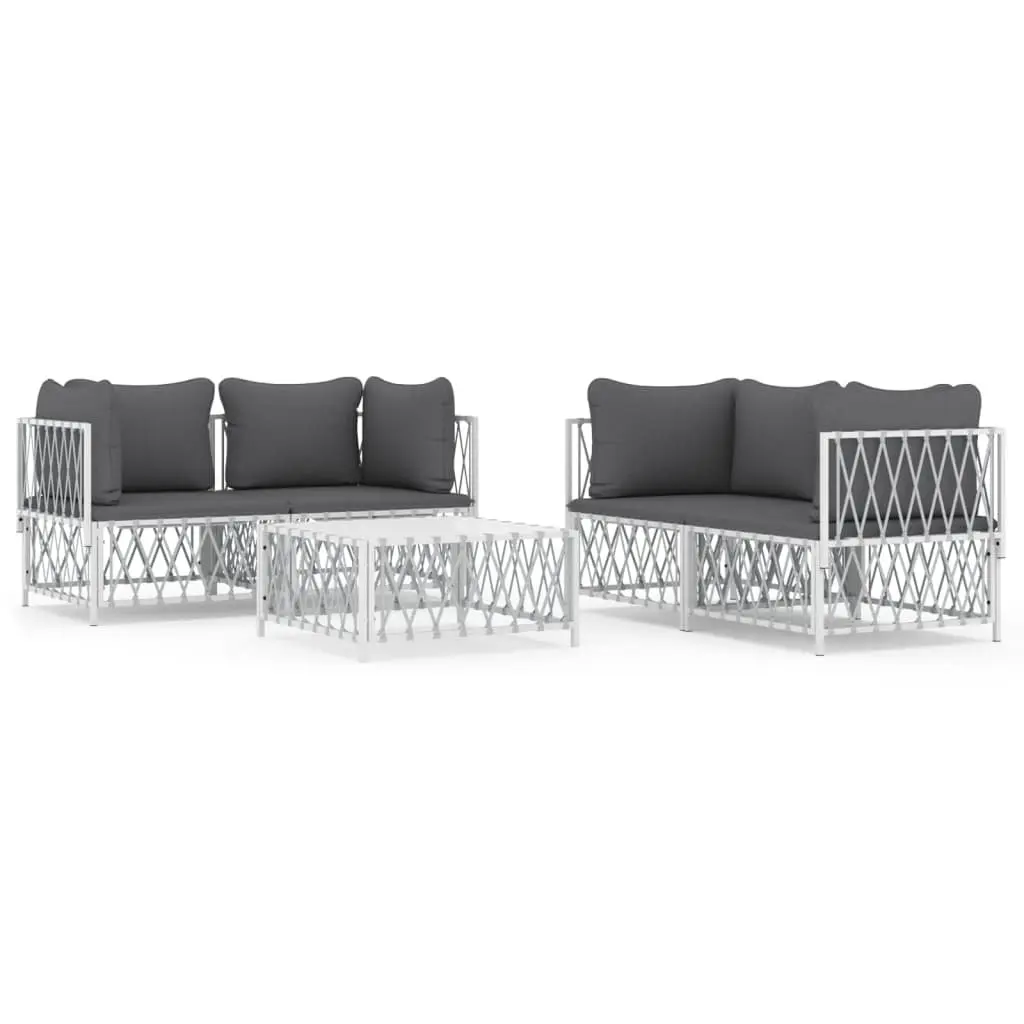 Garden Lounge Set 5 Piece Outdoor Furniture Sofa with Cushions White