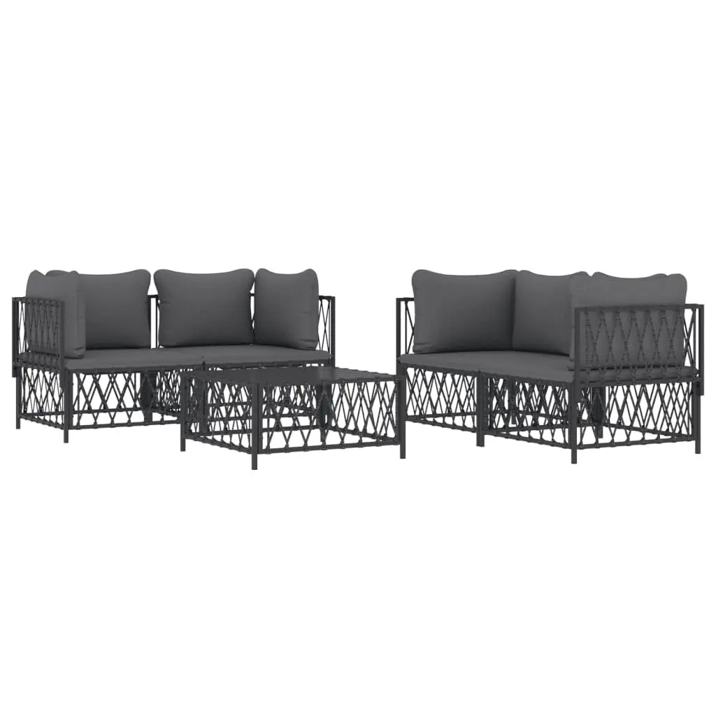 Garden Lounge Set 5 Piece Outdoor Furniture Modular Sofa Cushions Anthracite