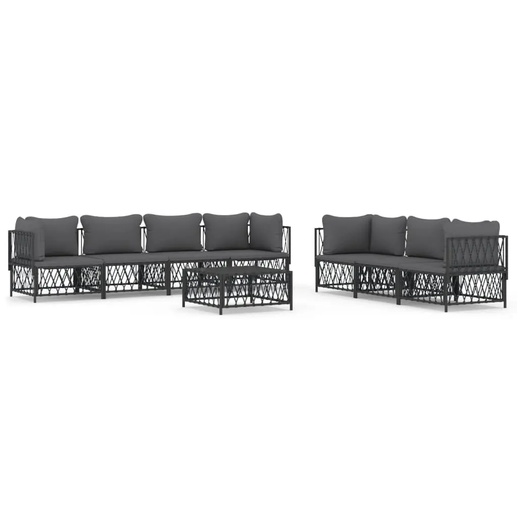 Garden Lounge Set 8 Piece Outdoor Furniture with Cushions Anthracite Steel Frame