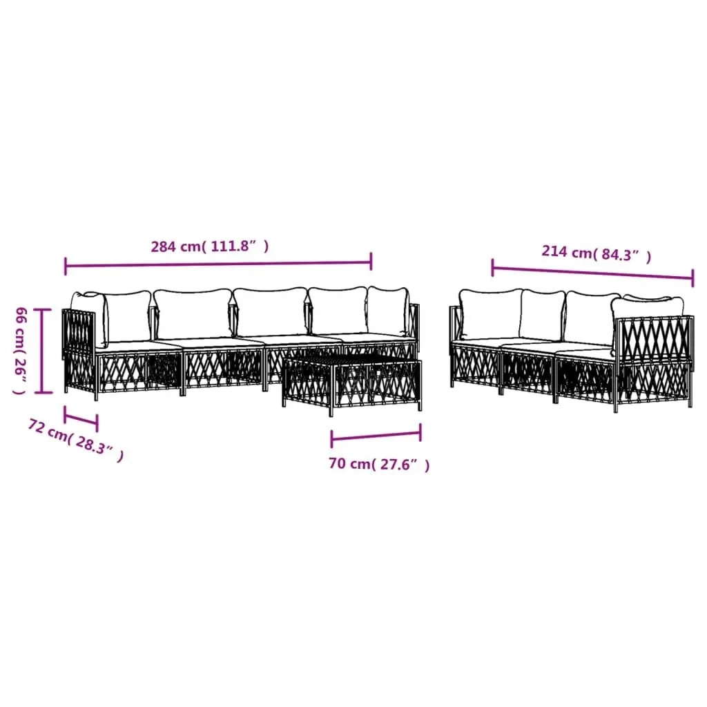 Garden Lounge Set 8 Piece Outdoor Furniture with Cushions Anthracite Steel Frame