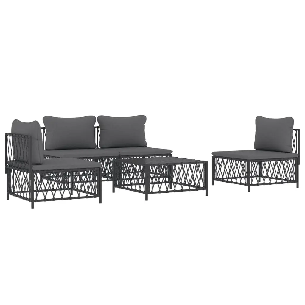 Garden Lounge Set 5 Piece Modular Outdoor Sofa Sectional with Cushions