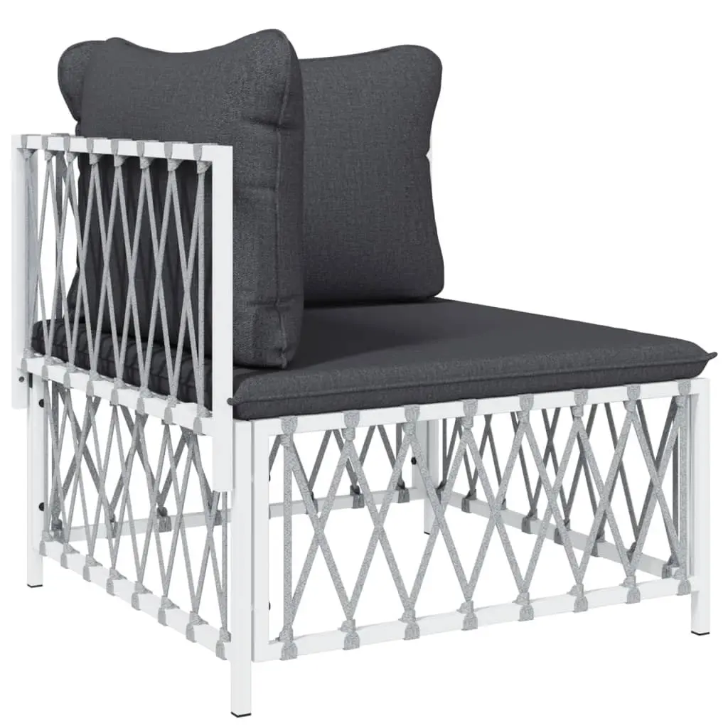 Garden Lounge Set 4 Piece Outdoor Furniture White Steel Frame Cushions Patio