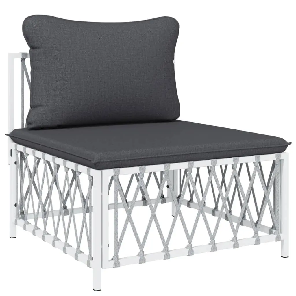 Garden Lounge Set 4 Piece Outdoor Furniture White Steel Frame Cushions Patio