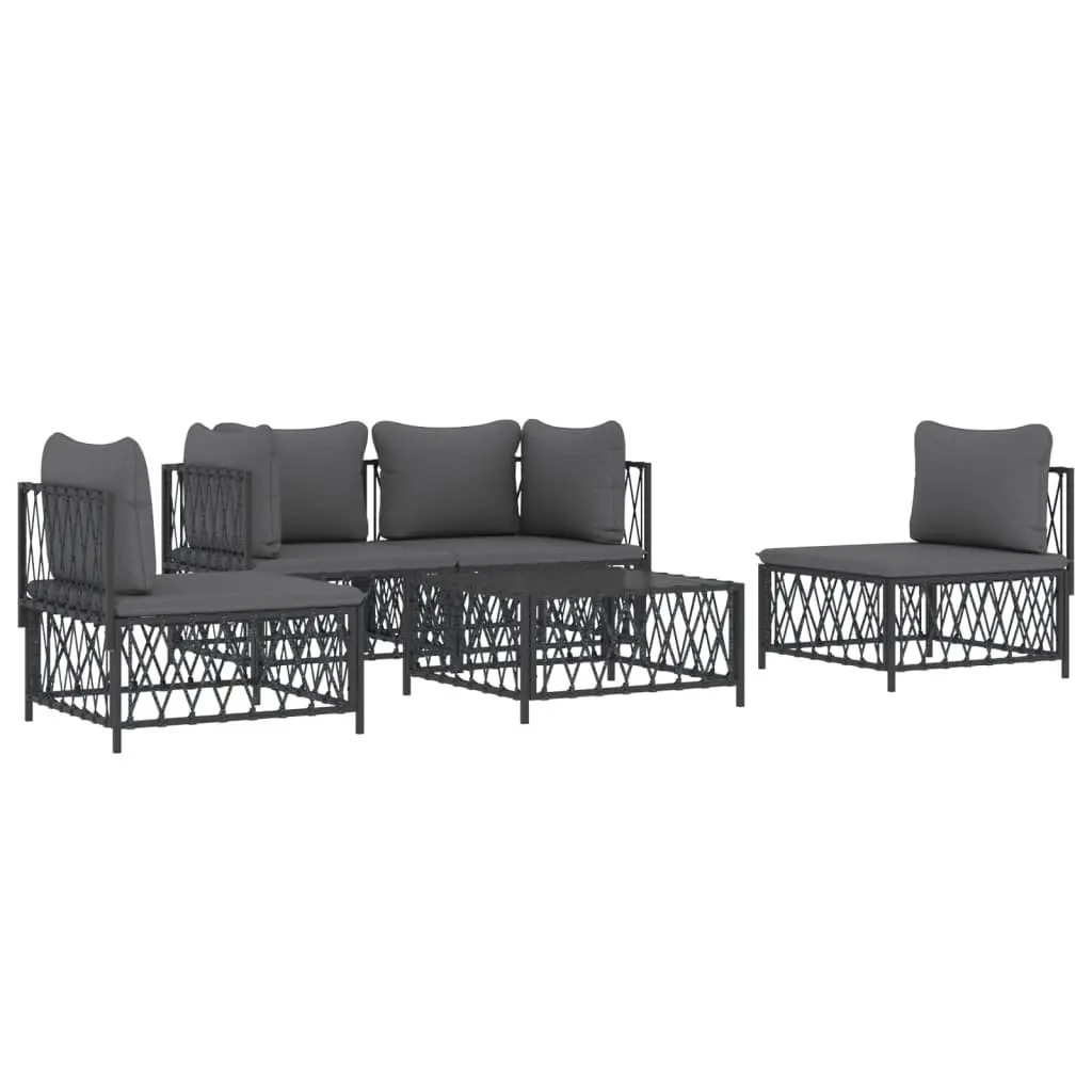 Garden Lounge Set 5 Piece Outdoor Furniture with Cushions Anthracite Steel Frame
