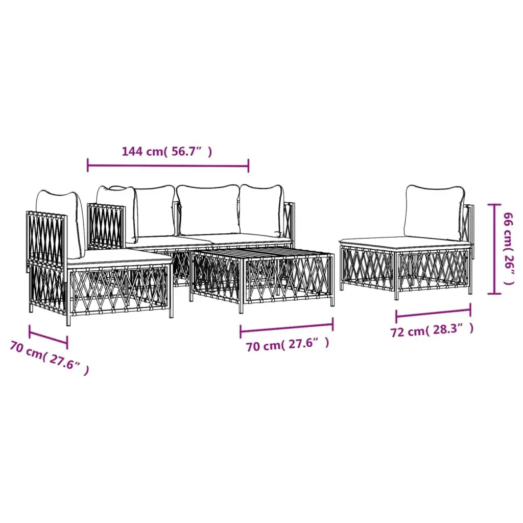 Garden Lounge Set 5 Piece Outdoor Furniture with Cushions Anthracite Steel Frame