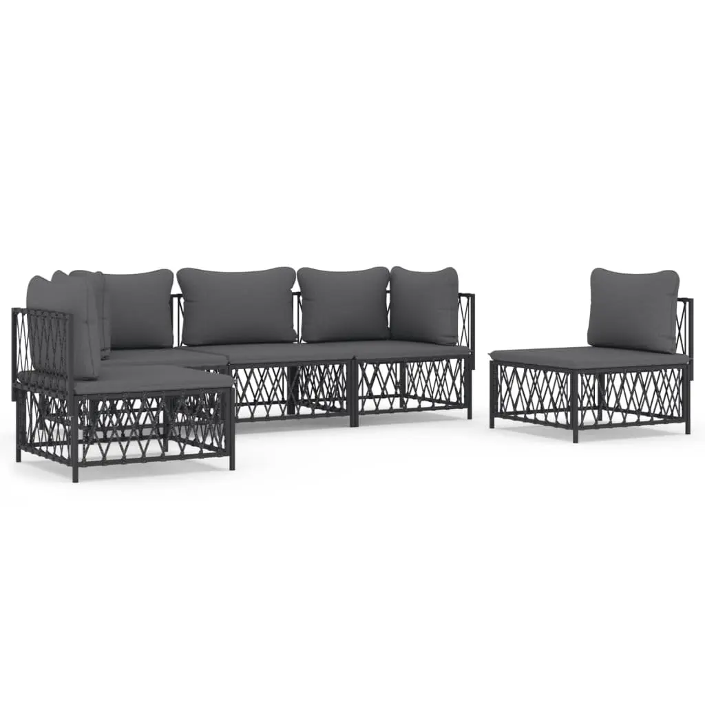 Garden Lounge Set 5 Piece Outdoor Furniture Modular Seating Anthracite Cushions