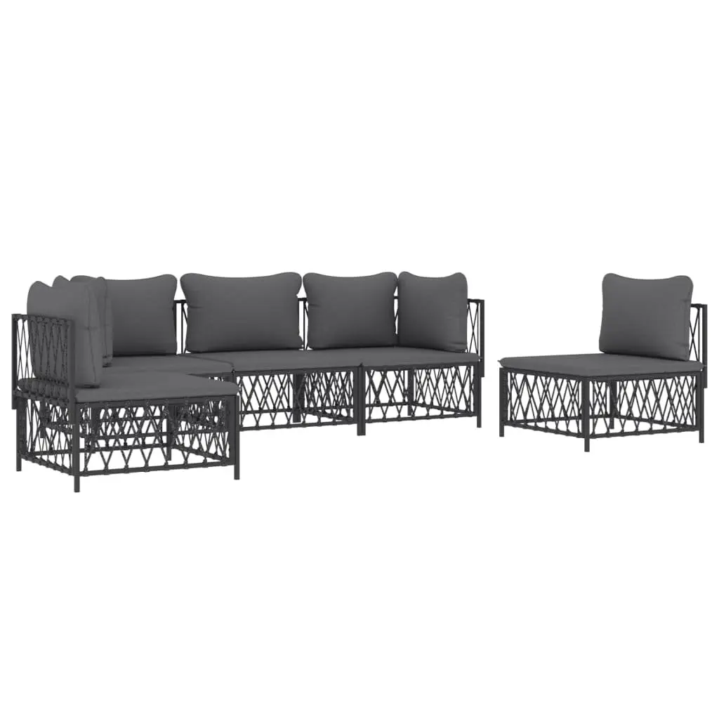 Garden Lounge Set 5 Piece Outdoor Furniture Modular Seating Anthracite Cushions