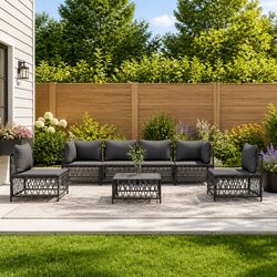 7 Piece Outdoor Garden Lounge Set Anthracite Modular Sofa with Cushions