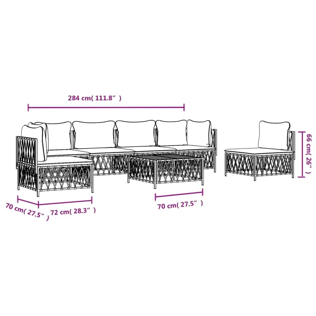 7 Piece Outdoor Garden Lounge Set Anthracite Modular Sofa with Cushions