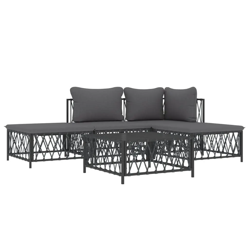Garden Lounge Set Modular Anthracite 5 Piece Outdoor Furniture