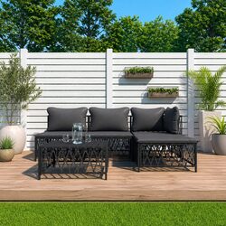5 Piece Garden Lounge Set Anthracite Outdoor Furniture Modular Sofa with