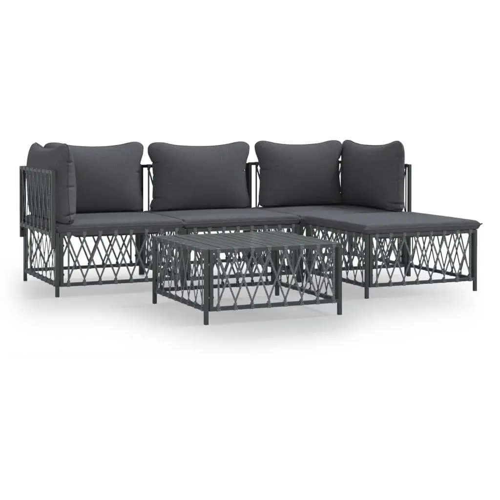 Modular Outdoor Lounge Set 5 Piece Anthracite Steel Frame with Cushions
