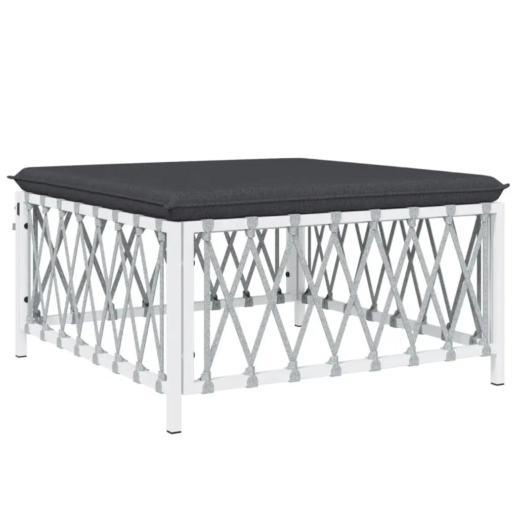Garden Lounge Set 6 Piece Outdoor Furniture with Cushions White Steel Frame