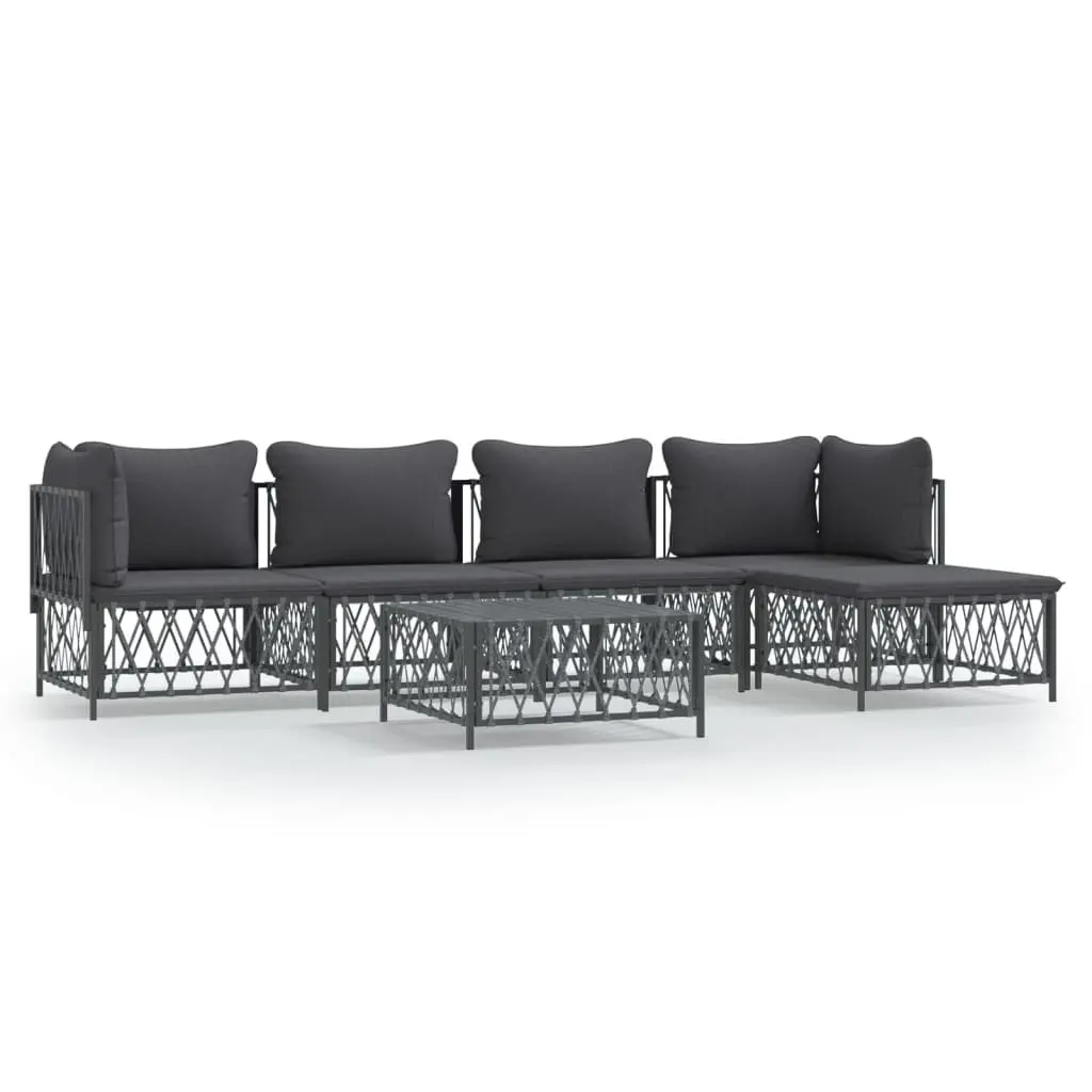Outdoor Furniture 6 Piece Modular Garden Lounge Set with Cushions Anthracite