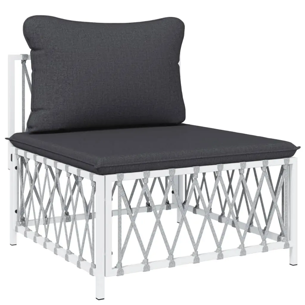 Garden Lounge Set 4 Piece Outdoor Furniture White Steel Frame Cushions Sofa