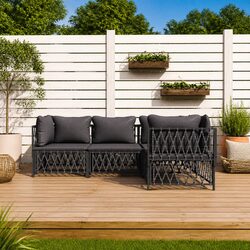 Garden Lounge Set 4 Piece Outdoor Furniture Sofa Anthracite Steel Frame Cushions