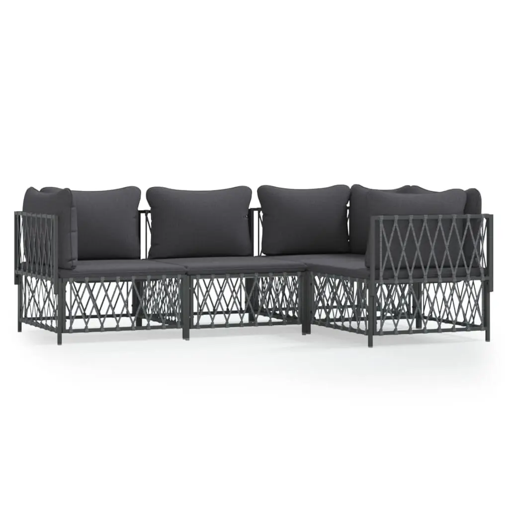 Garden Lounge Set 4 Piece Outdoor Furniture Sofa Anthracite Steel Frame Cushions