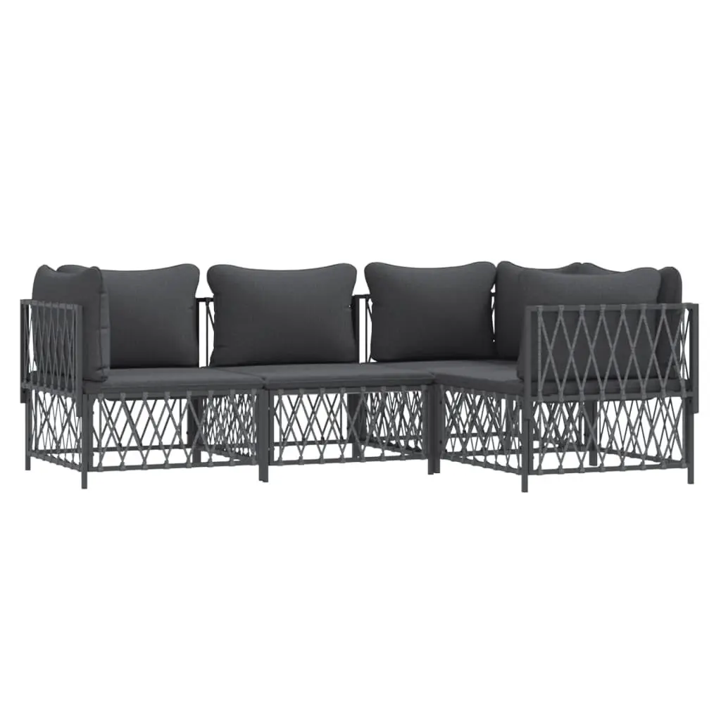 Garden Lounge Set 4 Piece Outdoor Furniture Sofa Anthracite Steel Frame Cushions