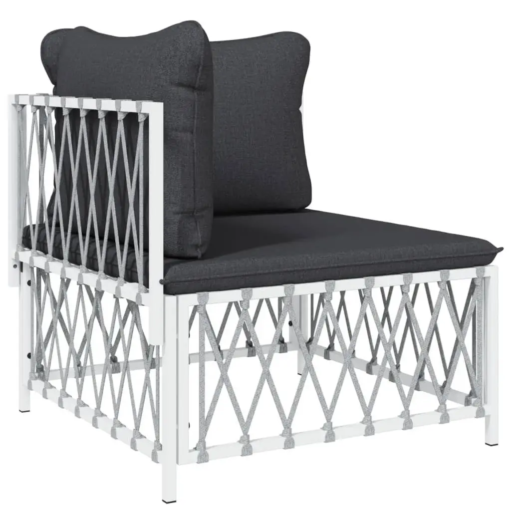 Garden Lounge Set 5 Piece Outdoor Furniture White Steel Frame Cushions Sofa