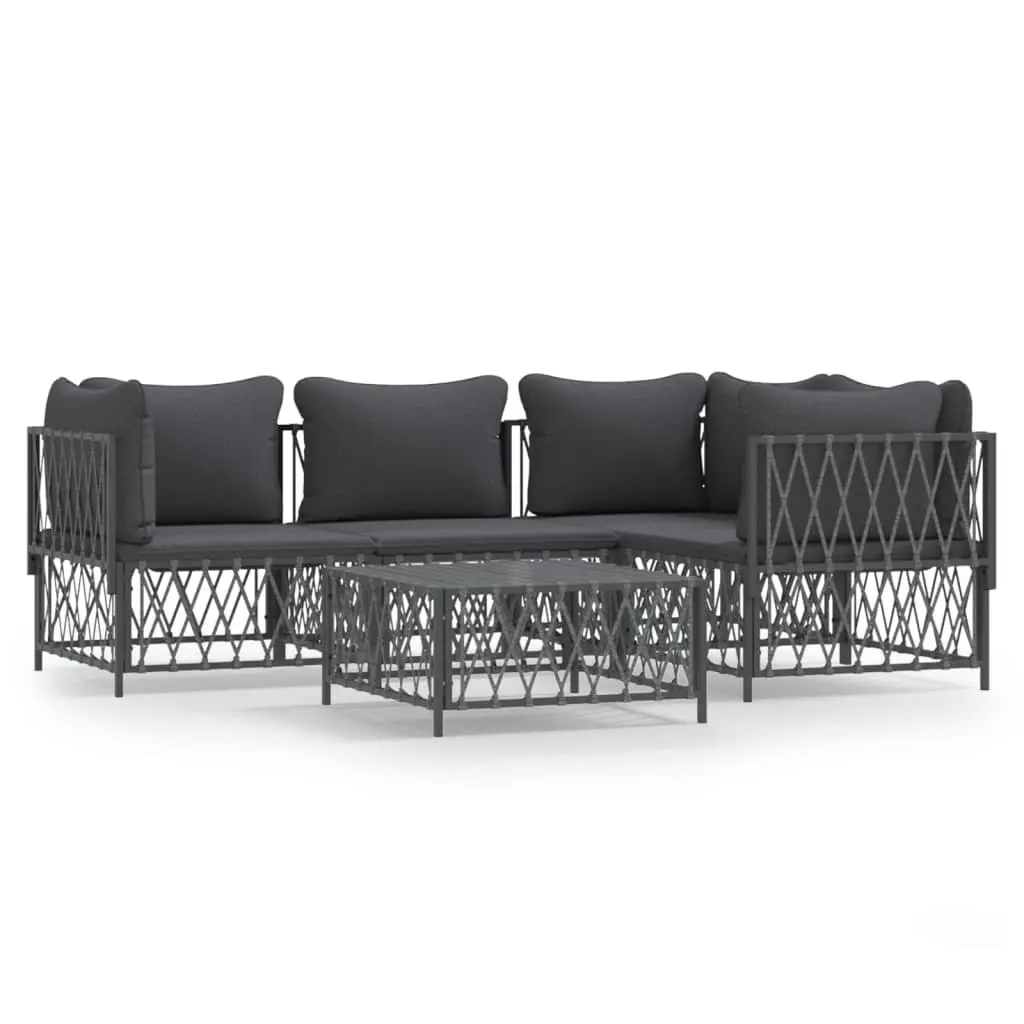 5 Piece Garden Lounge Set Anthracite Modular Sofa with Cushions
