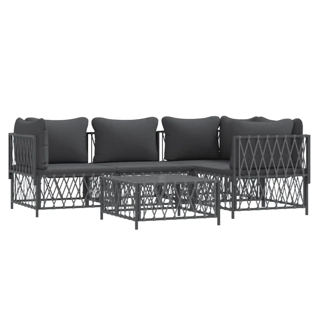 5 Piece Garden Lounge Set Anthracite Modular Sofa with Cushions