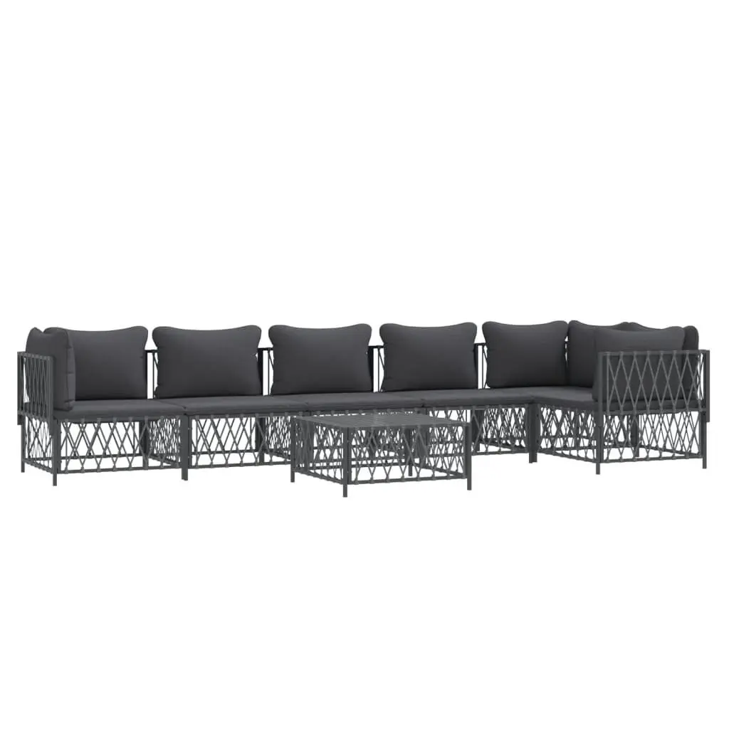 7 Piece Garden Lounge Set Outdoor Furniture Anthracite Steel Frame with Cushions