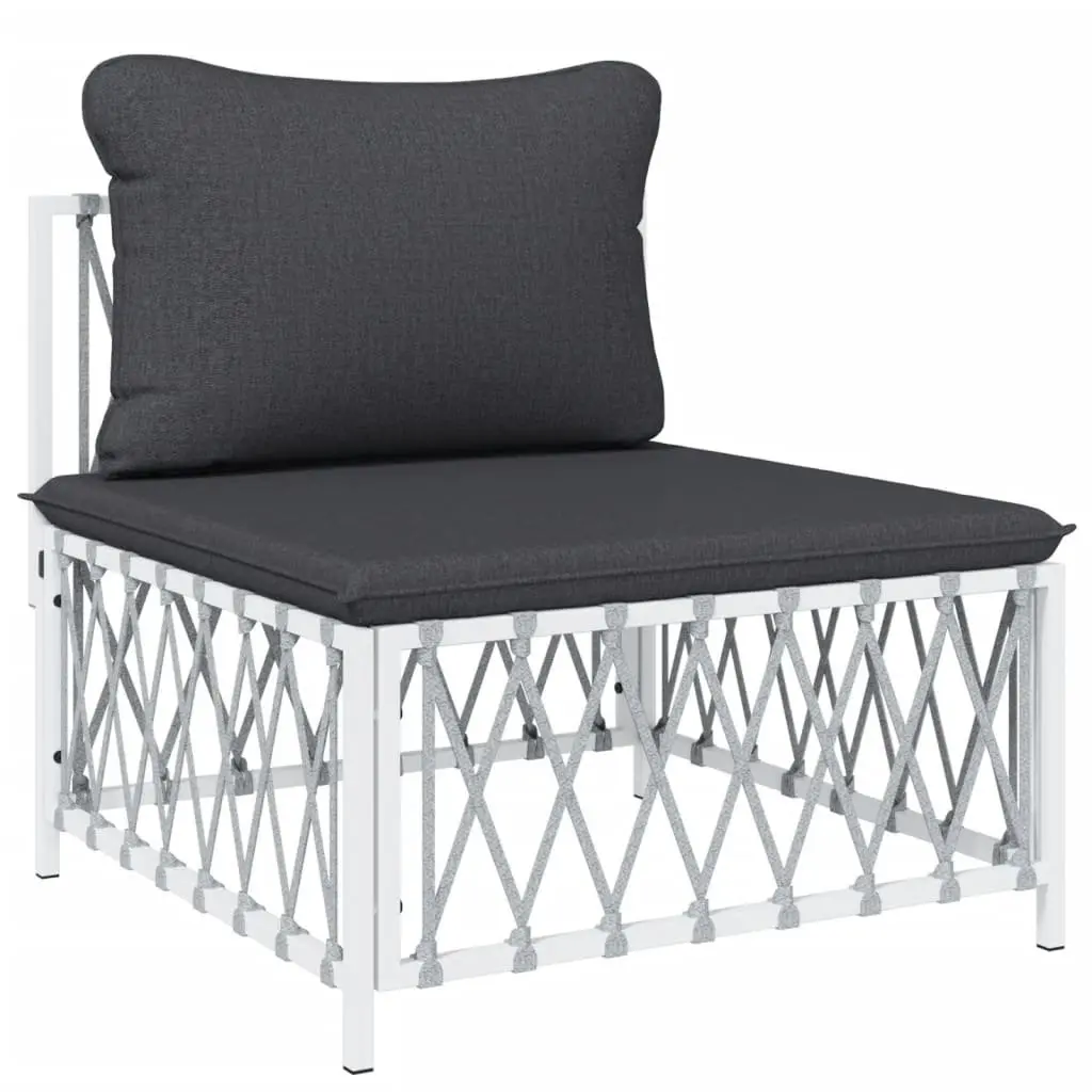 Garden Lounge Set 5 Piece White Outdoor Furniture Sofa with Cushions Steel Frame