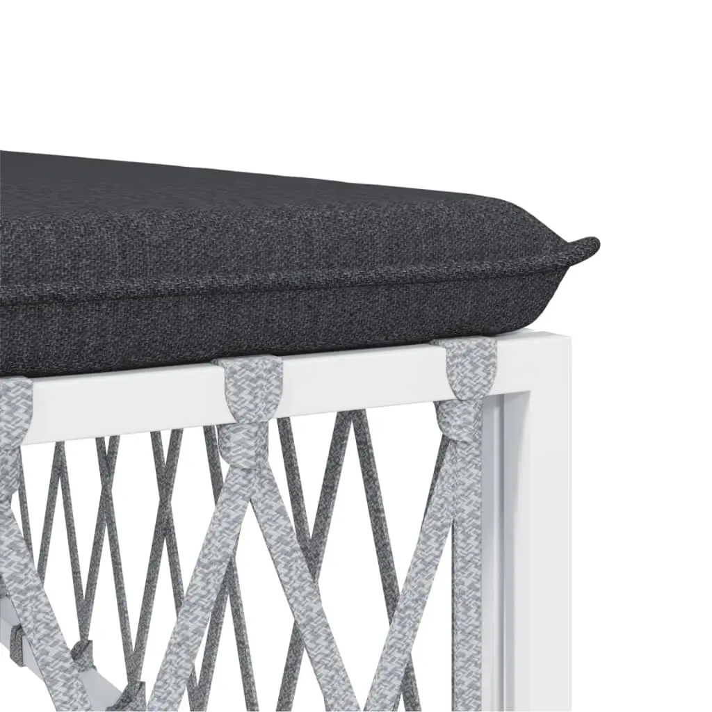 Garden Lounge Set 5 Piece White Outdoor Furniture Sofa with Cushions Steel Frame