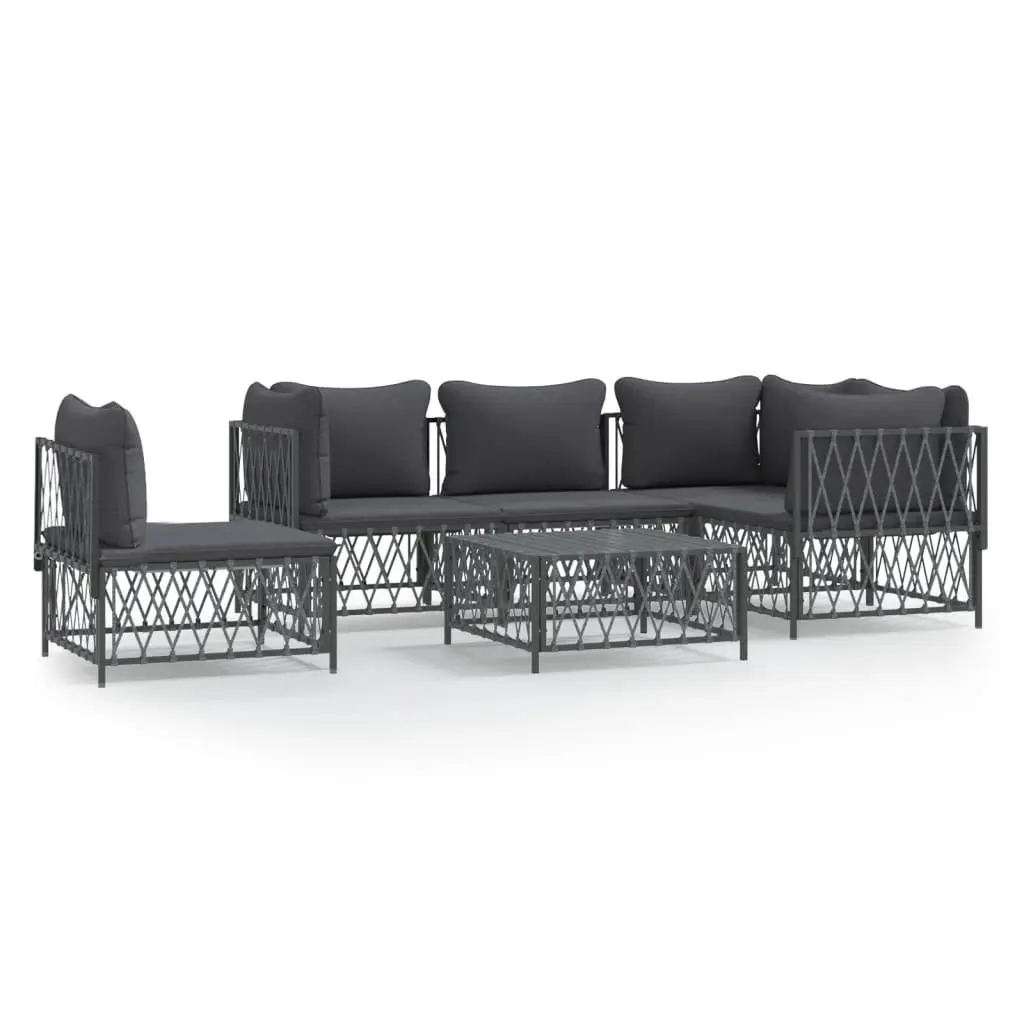 Modular Garden Lounge Set 6 Piece Anthracite Outdoor Sofa with Cushions