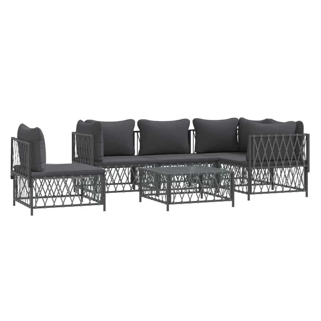 Modular Garden Lounge Set 6 Piece Anthracite Outdoor Sofa with Cushions