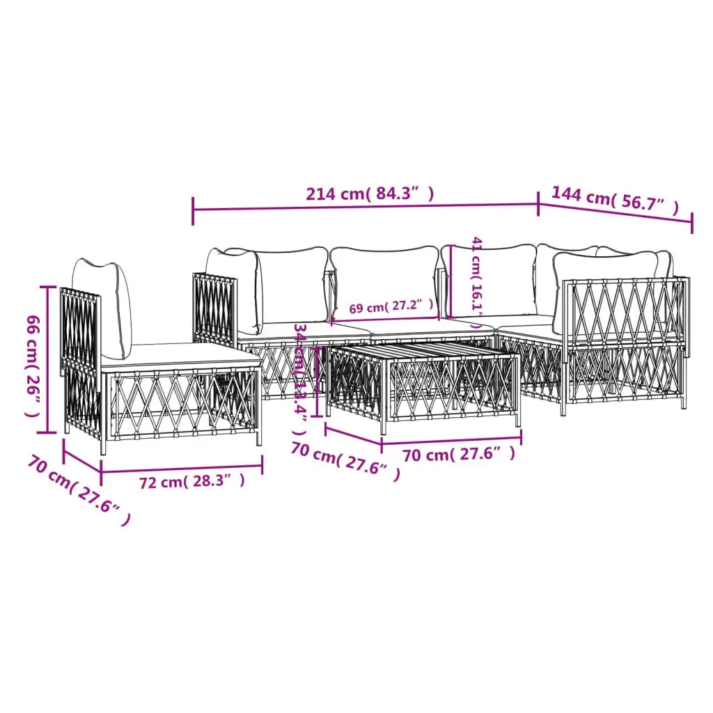 Modular Garden Lounge Set 6 Piece Anthracite Outdoor Sofa with Cushions
