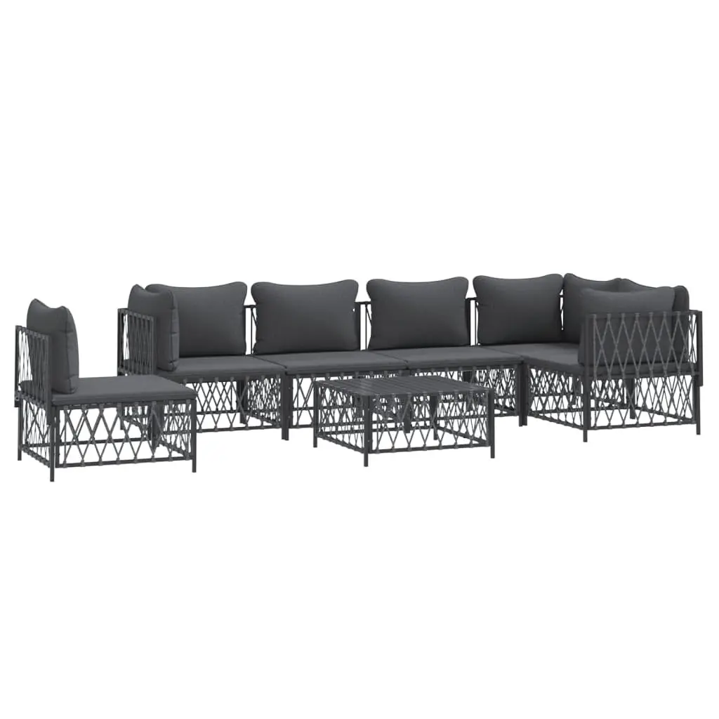 7 Piece Modular Garden Lounge Set Anthracite Outdoor Furniture with Cushions