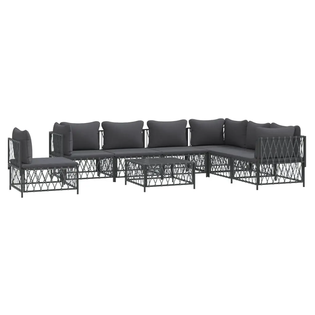 Modular Garden Lounge Set 8 Piece Outdoor Furniture Anthracite with Cushions