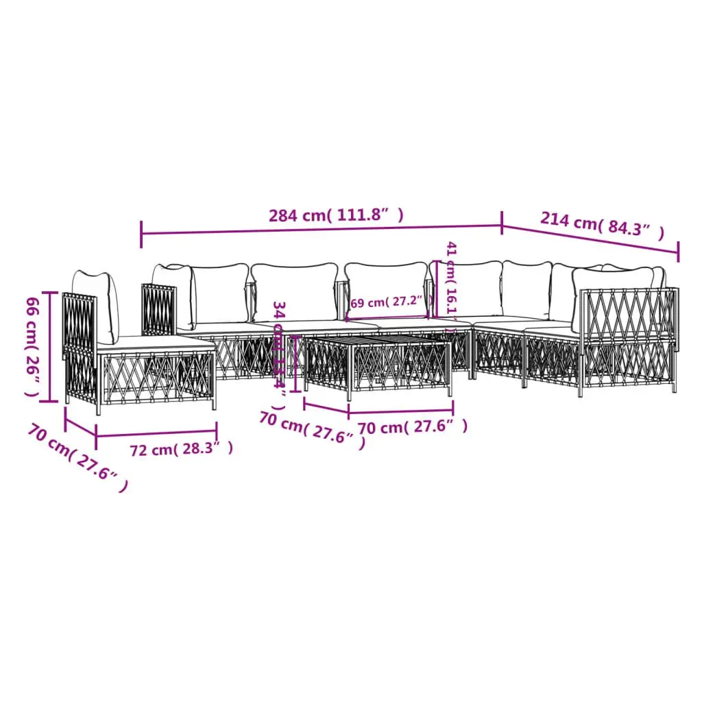 Modular Garden Lounge Set 8 Piece Outdoor Furniture Anthracite with Cushions