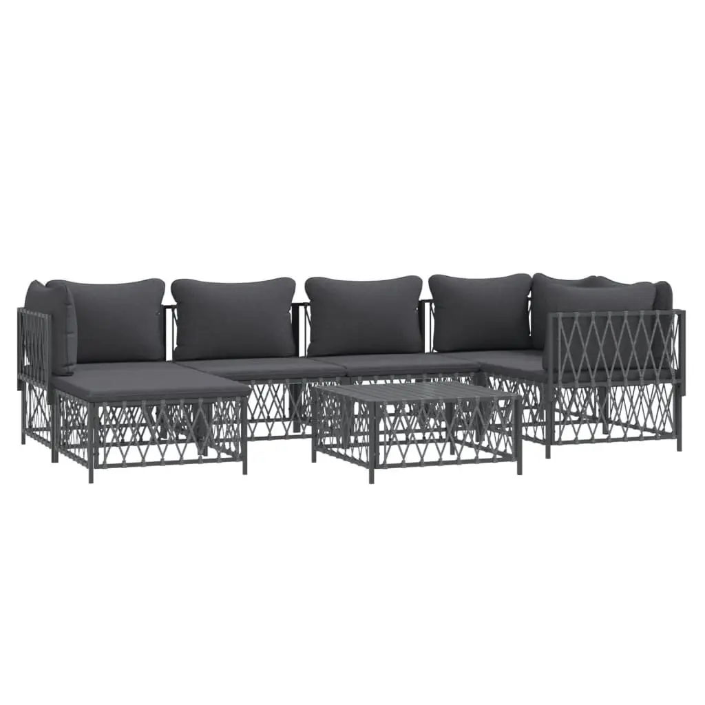 Modular Garden Sofa Set 7 Piece Outdoor Furniture Anthracite Woven Fabric Cushions