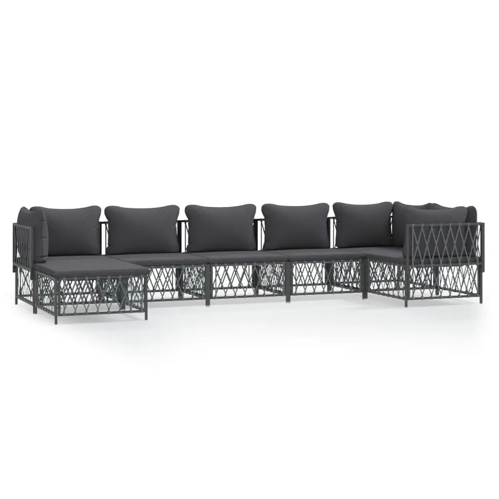 7 Piece Garden Lounge Set Outdoor Sofa Anthracite Steel Frame