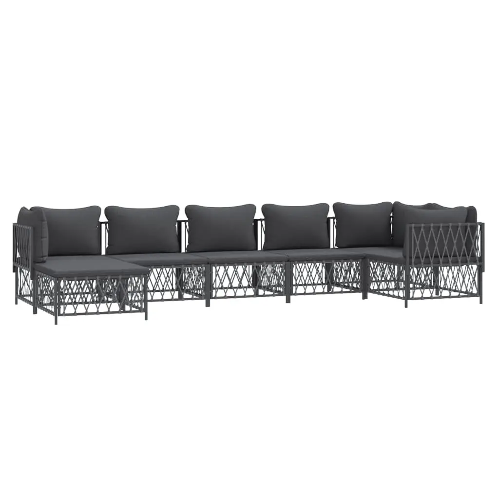 7 Piece Garden Lounge Set Outdoor Sofa Anthracite Steel Frame