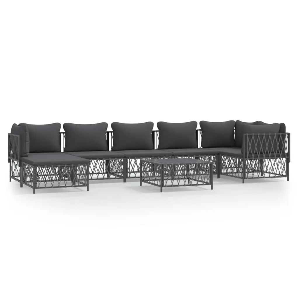 Garden Lounge Set 8 Piece Outdoor Furniture Modular Sofa Anthracite Steel Frame