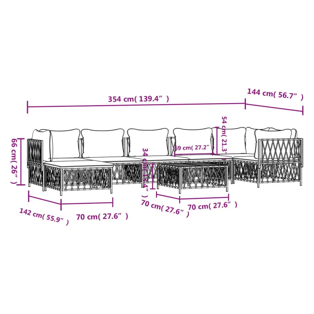Garden Lounge Set 8 Piece Outdoor Furniture Modular Sofa Anthracite Steel Frame