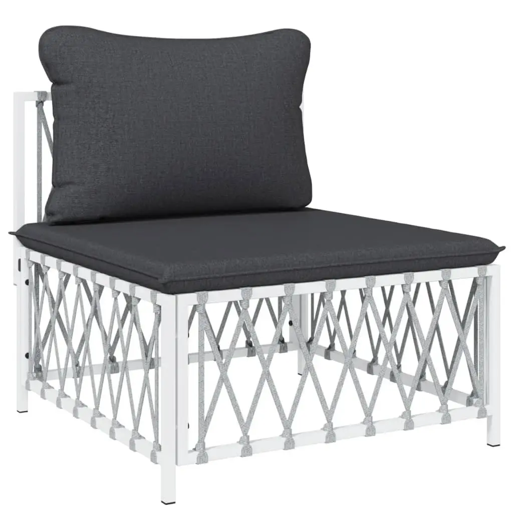 7 Piece Garden Lounge Set White Outdoor Furniture Sofa with Cushions Steel Frame