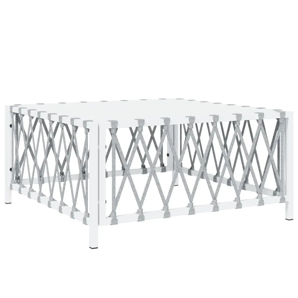 7 Piece Garden Lounge Set White Outdoor Furniture Sofa with Cushions Steel Frame